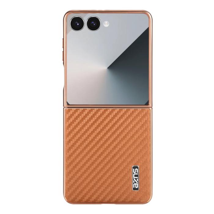 AZNS - AZNS Samsung Galaxy Z Flip7 Fodral - Elektropläterad Kolfiber PU+PC - Brun