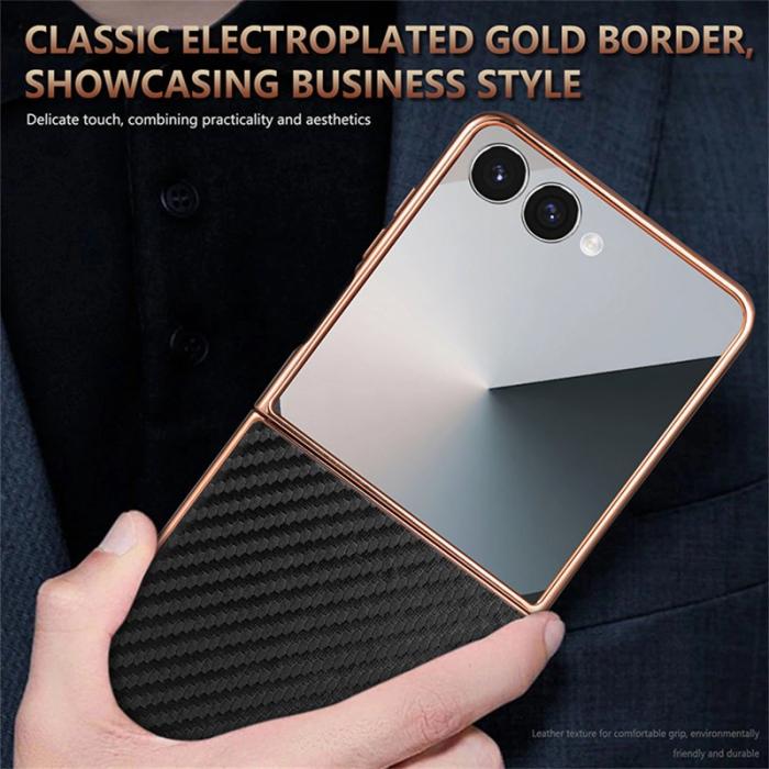 AZNS - AZNS Samsung Galaxy Z Flip7 Fodral - Elektropläterad Kolfiber PU+PC - Brun