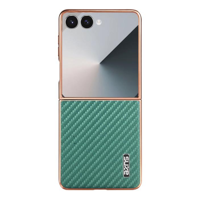 AZNS - AZNS Samsung Galaxy Z Flip7 Fodral - Elektropläterad Kolfiber PU+PC - Grön