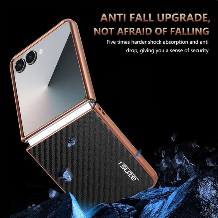AZNS - AZNS Samsung Galaxy Z Flip7 Fodral - Elektropläterad Kolfiber PU+PC - Grön