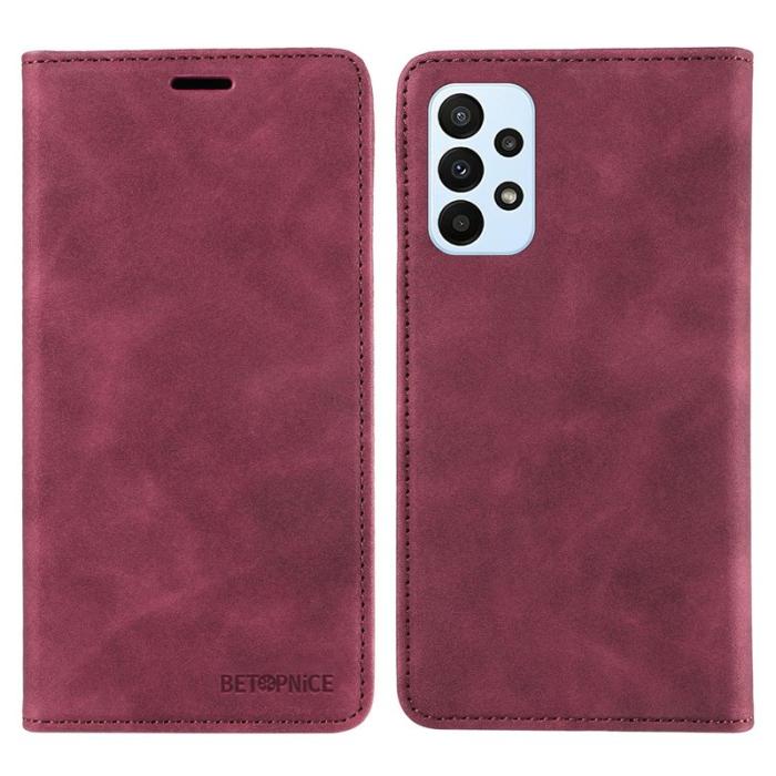 BETOPNICE - BETOPNICE 003 Samsung Galaxy A73 5G Plånboksfodral Konstläder - Röd
