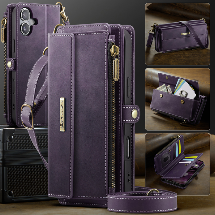 Caseme - CASEME iPhone 17 Plånboksfodral Zipper RFID C39 - Lila
