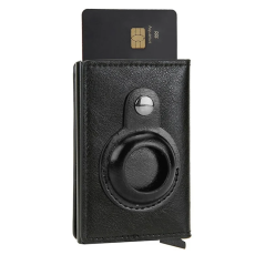 A-One Brand - AirTag Korthållare RFID Blocking Mikrofiber Läder - Svart