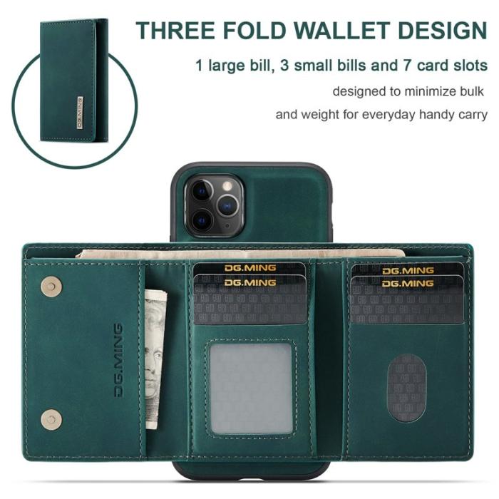 DG.MING - DG.MING M1 Series 2-in-1 Wallet + Hybrid Cover iPhone 11 Pro Max Grön