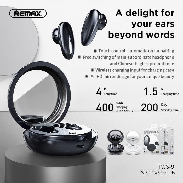 Remax - REMAX Trådlö Stereo Hörlurar TWS-9 - Vit