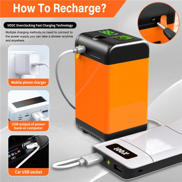 OEM - Elektrisk Dusch för Utomhuscamping 7800mAh med 3 Sprutlägen
