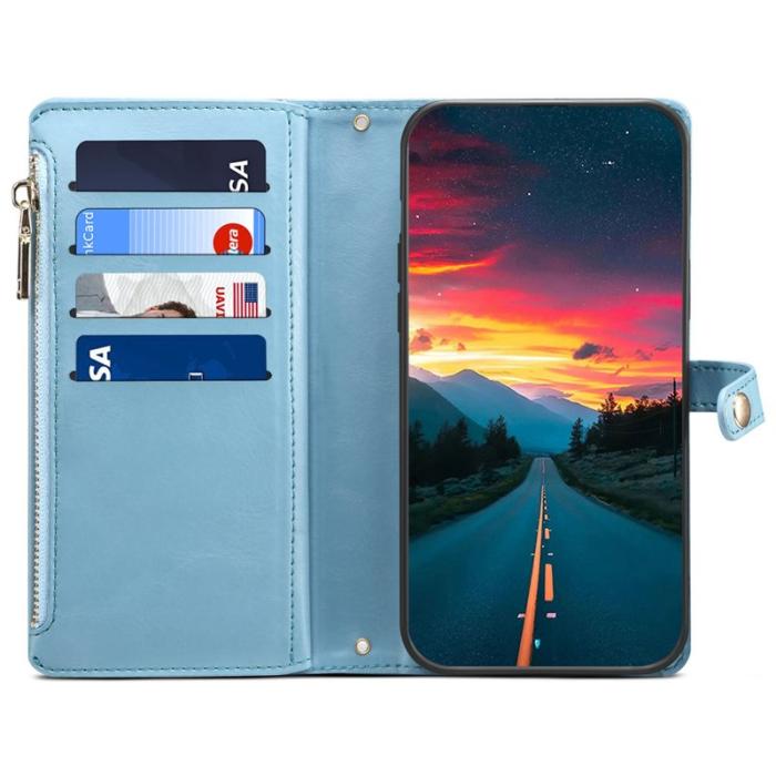 ESEBLE - ESEBLE Galaxy Series iPhone 16 Pro Max Plånboksfodral Konstläder - Blå