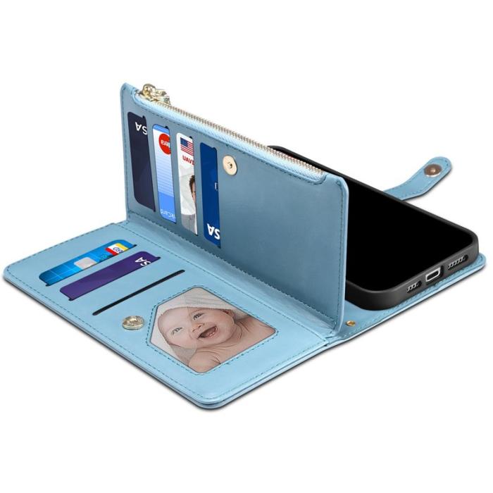 ESEBLE - ESEBLE Galaxy Series iPhone 16 Pro Max Plånboksfodral Konstläder - Blå