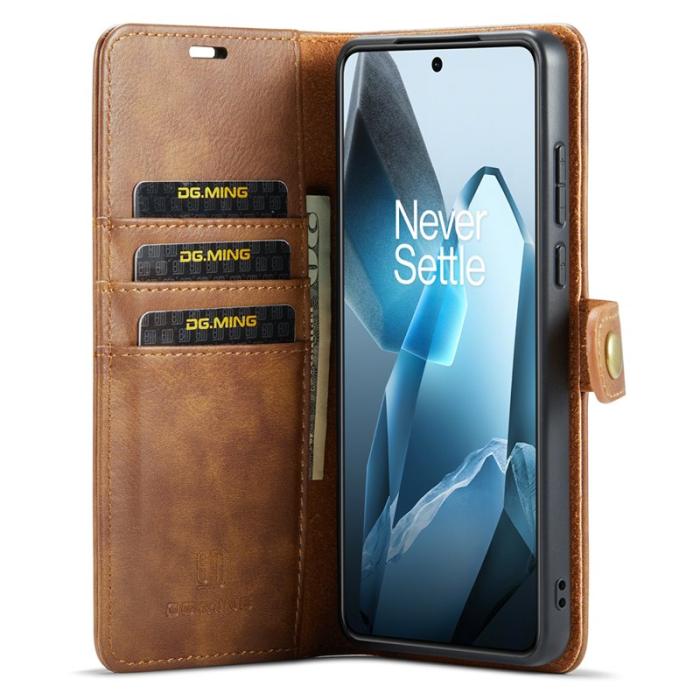 DG.MING - DG.MING OnePlus 13 Plånboksfodral Äkta Läder Avtagbart - Brun