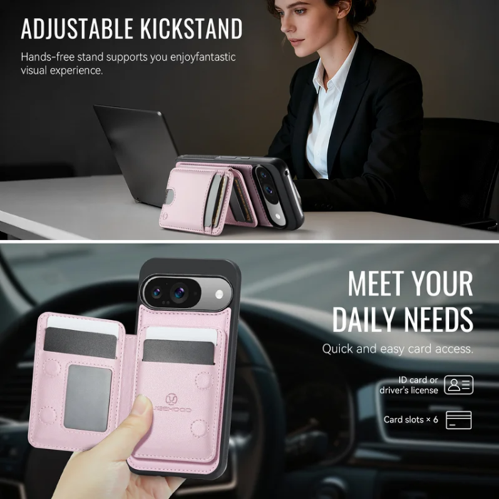 OEM - JEEHOOD Google Pixel 10 Pro Fodral KonstLäder - Rosa