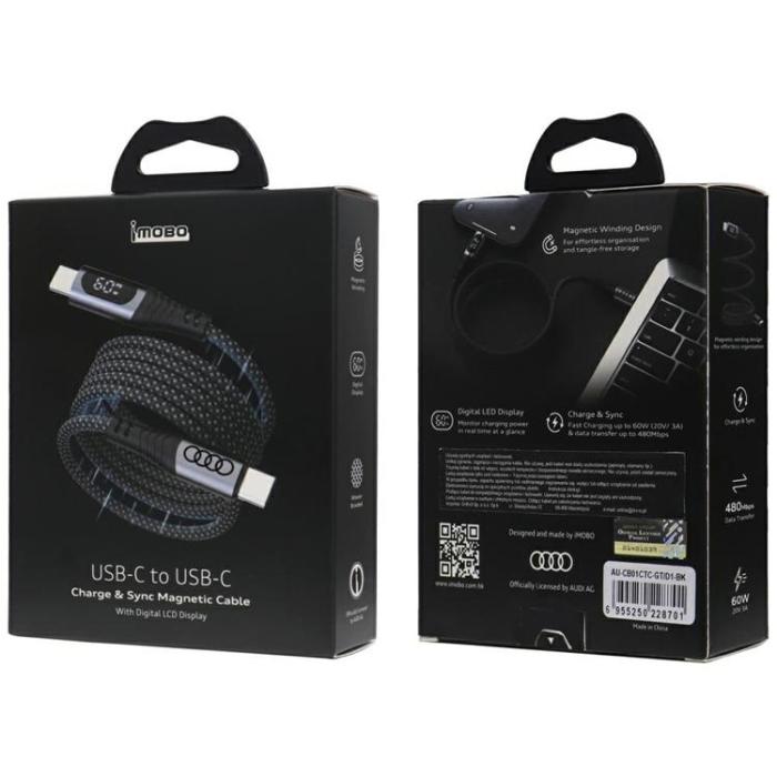 Audi - Audi USB-C till USB-C Kabel 60W 20V 3A 1.2m - Svart