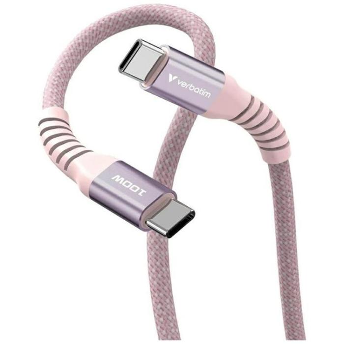 Verbatim - Verbatim USB-C till USB-C 100W Kabel 1.2m Sync & Charge 31857 - Rosa