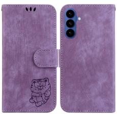 OEM - Samsung Galaxy S26 Fodral Tiger Pr&auml;glat &Auml;kta L&auml;der St&ouml;tt&aring;ligt - Lila