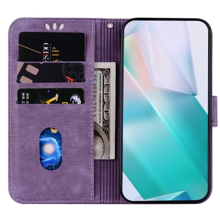 OEM - Samsung Galaxy S26 Fodral Tiger Präglat Äkta Läder Stöttåligt - Lila