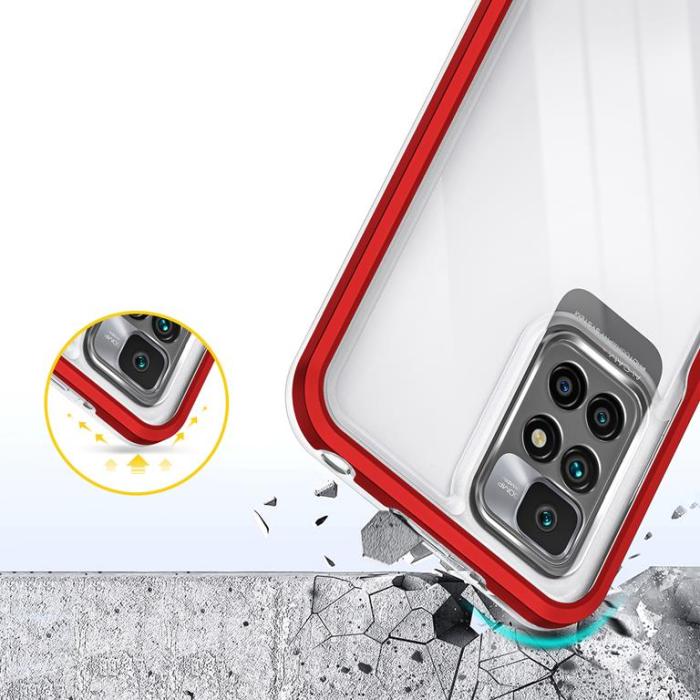 OEM - Xiaomi Redmi 10 4G (2021/2022) Skal Clear 3in1 - Röd