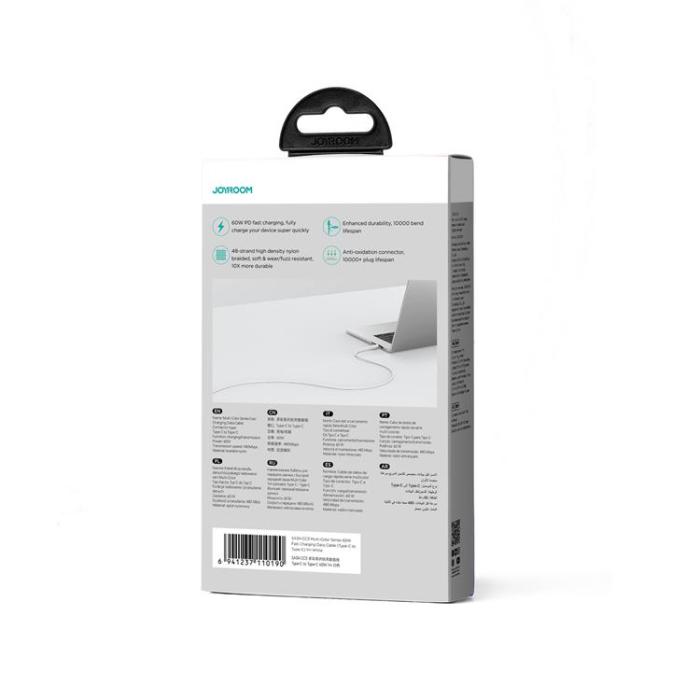 Joyroom - Joyroom USB-C till USB-C kabel 60W 1m Multi-Color - Vit