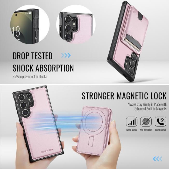 OEM - JEEHOOD Samsung Galaxy S24 Ultra Fodral KonstLäder - Rosa
