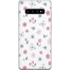 iSecrets - Mobilskal till Samsung Galaxy S10+ med Blommor och fj&auml;rillar