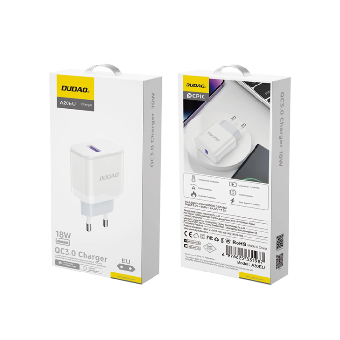 Dudao - Dudao Väggladdare Adaptrar USB-A 18W - Vit