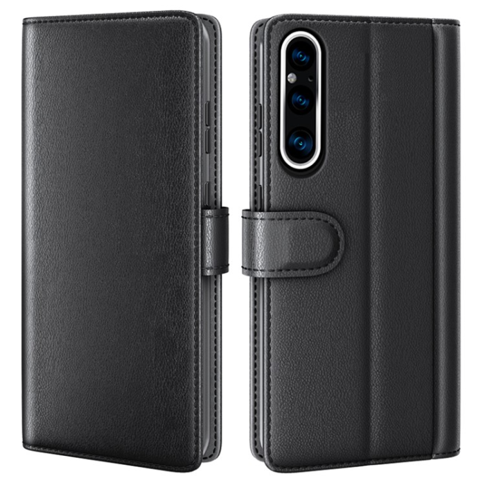 OEM - Sony Xperia 1 V Plånboksfodral Äkta Läder Flip - Svart
