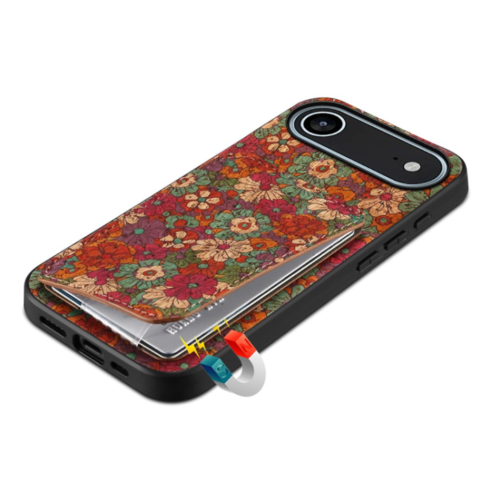A-One Brand - iPhone 17 Air Mobilskal Korthållare Blommor - Sommar / Röd