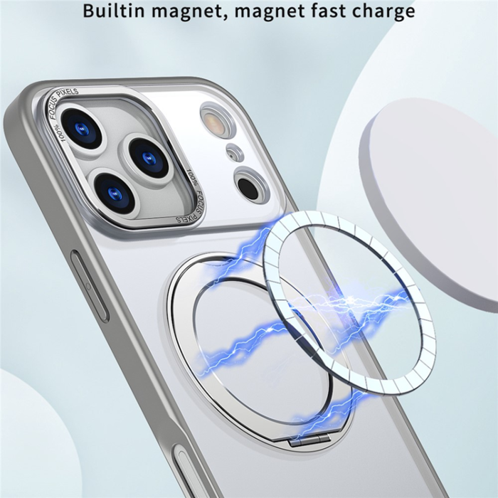 A-One Brand - iPhone 17 Pro Mobilskal MagSafe TPU + Acrylic Kickstand - Titangrå
