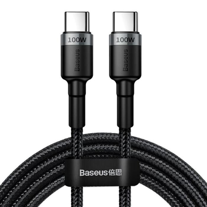 BASEUS - Baseus Nylon USB-C till USB-C kabel 100W 2m - Grå