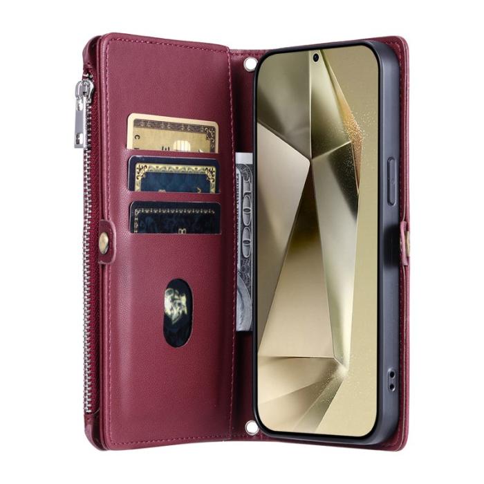 OEM - Samsung Galaxy S26 Plånboksfodral TPU + Konstläder - Vinröd
