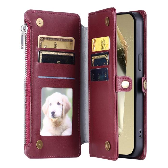 OEM - Samsung Galaxy S26 Plånboksfodral TPU + Konstläder - Vinröd