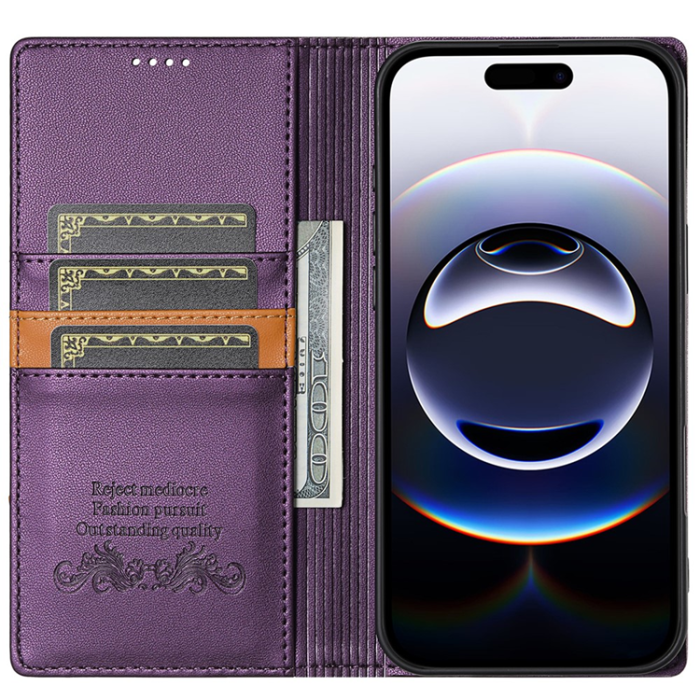N.BEKUS - N.BEKUS iPhone 17 Plånboksfodral RFID Blocking P3 - Lila