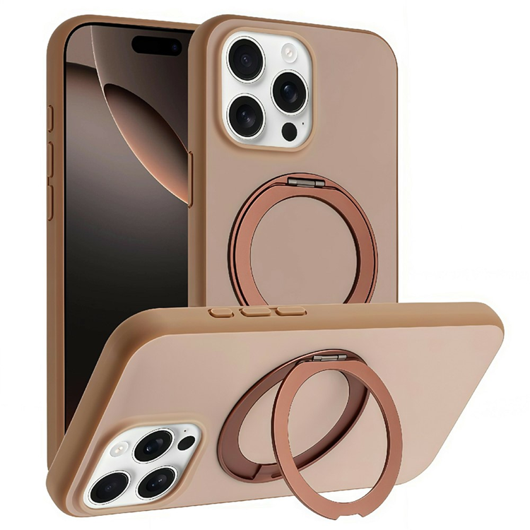 iPhone 16 Pro Max Mobilskal MagSafe Rotary Kickstand Skin Touch - Guld (Ökenguld) | 2353 | AlltMobil