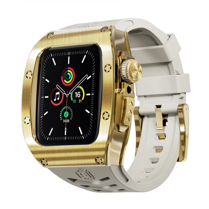 Shelbox - Shellbox Apple Watch 45mm Series 7 Armband Silikon Metal - Vit