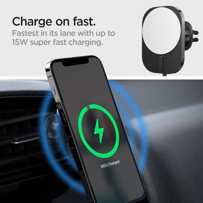 UTGATT - Spigen Billhållare Och Billaddare Onetap Pro 3 Vent - Svart