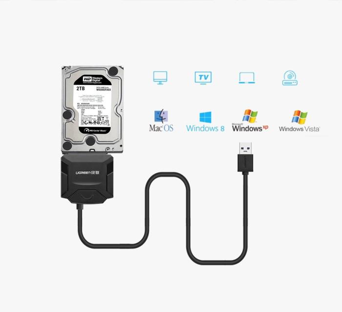 Ugreen - Ugreen HDD SSD USB 3.0 - SATA adapter Svart