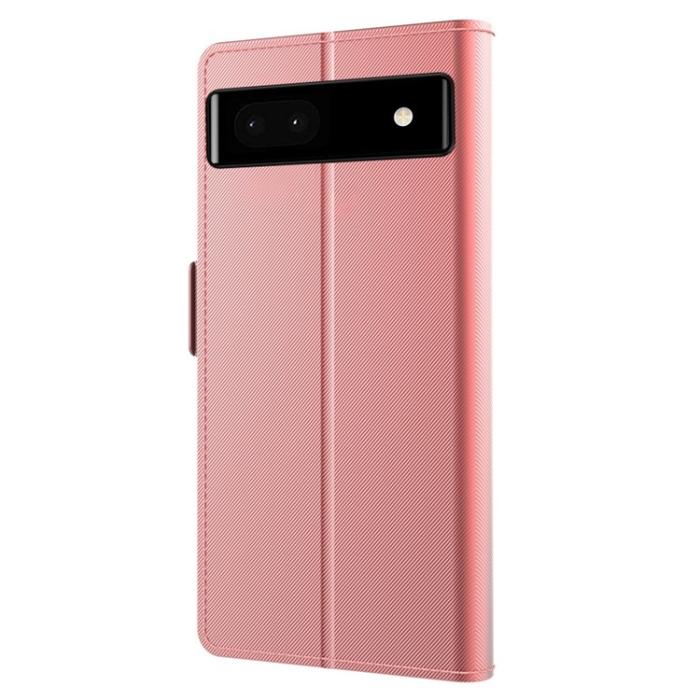 A-One Brand - Google Pixel 6a Plånboksfodral Mirror Ultra Slim - Rosa Guld