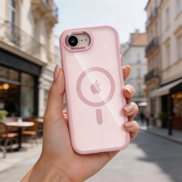 Tech-Protect - Tech-Protect Mobilskal För iPhone 16e/17e Magsafe Magmat - Rosa/Clear