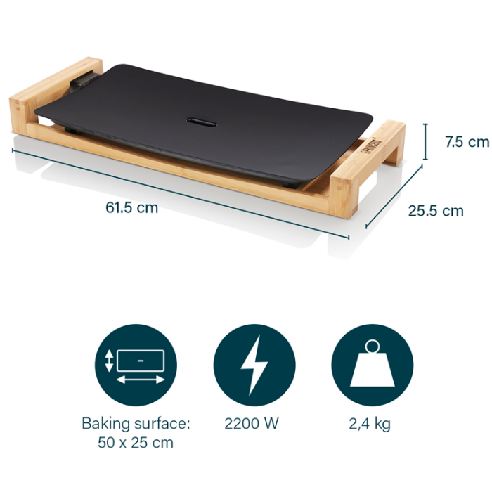 Princess - Princess Bordsgrill Table Chef Pure Black Bamboo 50X25