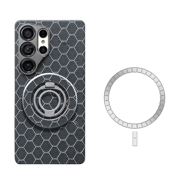 A-One Brand - Galaxy S25 Ultra Mobilskal MagSafe Kevlar Metal Ring - HoneyComb