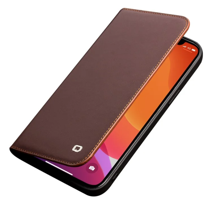 QIALINO - Qialino iPhone 12 Pro Plånboksfodral Äkta läder - Brun