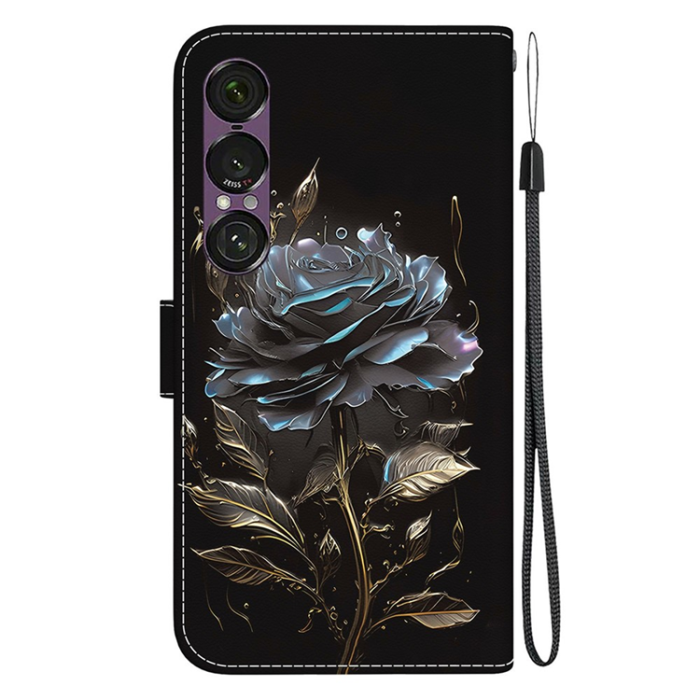 A-One Brand - Sony Xperia 1 VII Plånboksfodral Pattern Printing - Svart Rose