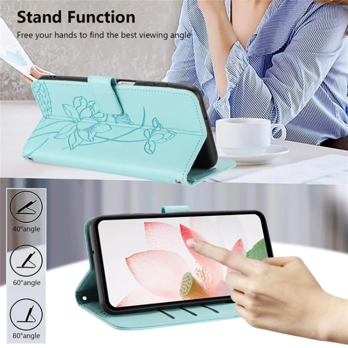 A-One Brand - iPhone 17 Pro Max Konstläder Plånboksfodral Lotus Im]print - Grön