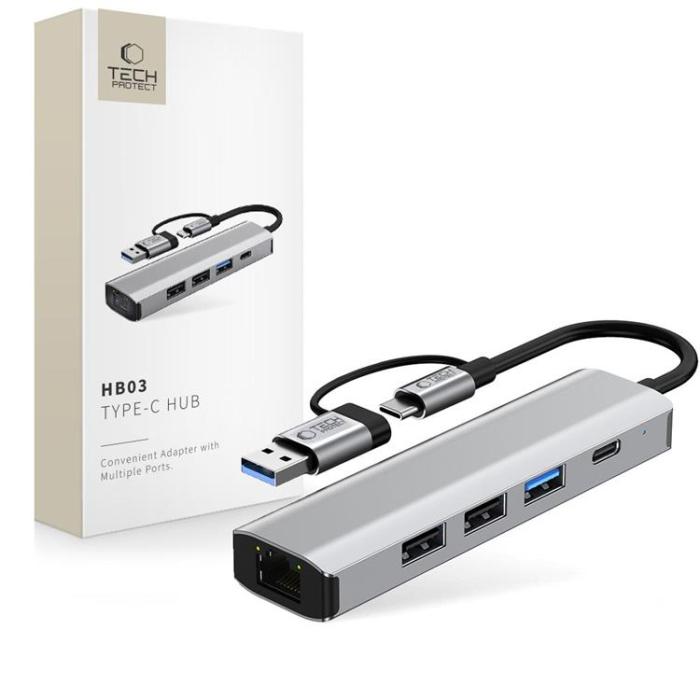 Tech-Protect - Tech-Protect HB03 5in1 Hub Adapter - Space Grå