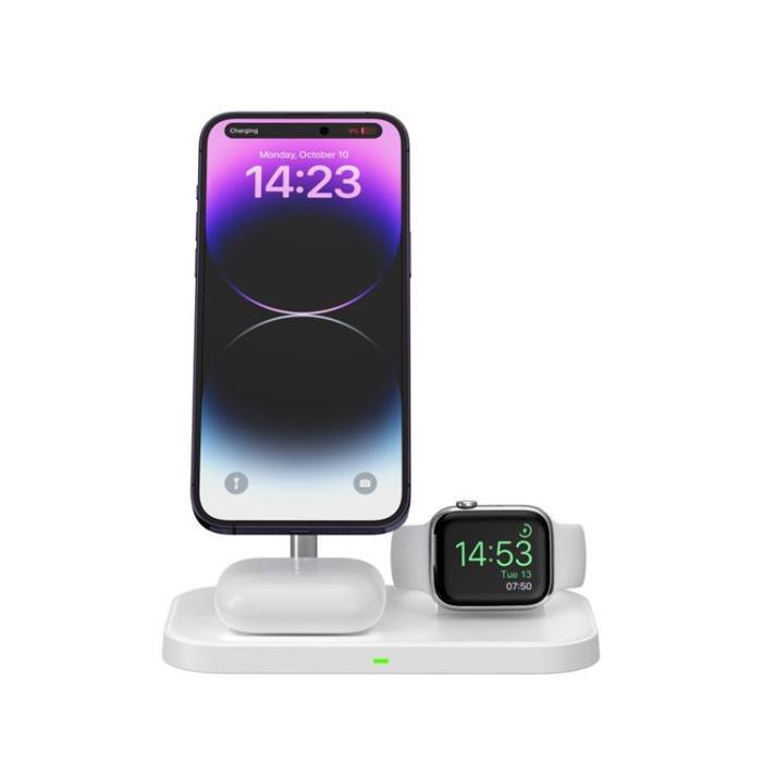 Tech-Protect - 3-in-1 Trådlös Laddare Magsafe iPhone, Apple Watch, AirPods - Vit