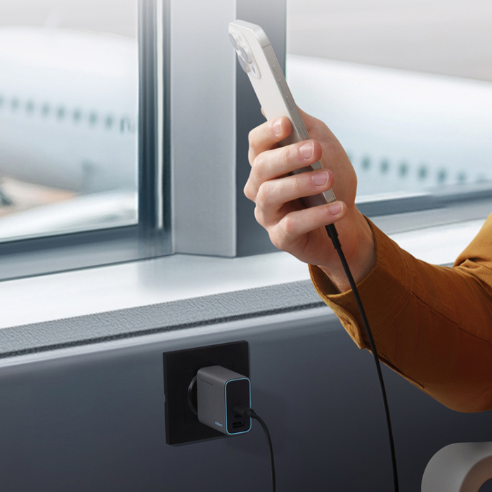 Cuktech - Cuktech Snabbladdare 65W 2xUSB-C 1xUSB-A GaN - Grå