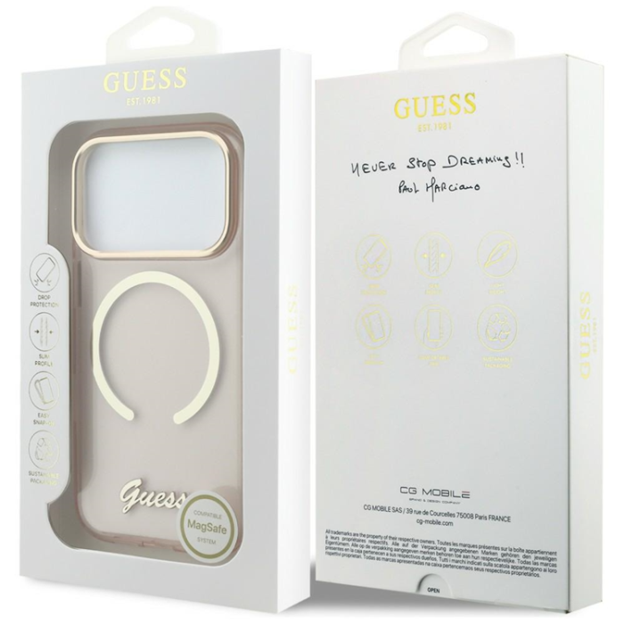 Guess - Guess Mobilskal För iPhone 17 Pro Max MagSafe IML Gradient Script Metal - Rosa