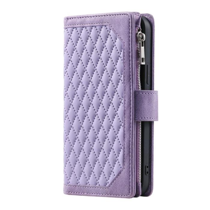 OEM - Samsung Galaxy S26 Plånboksfodral Rhombus Stitching Line Konstläder - Lila