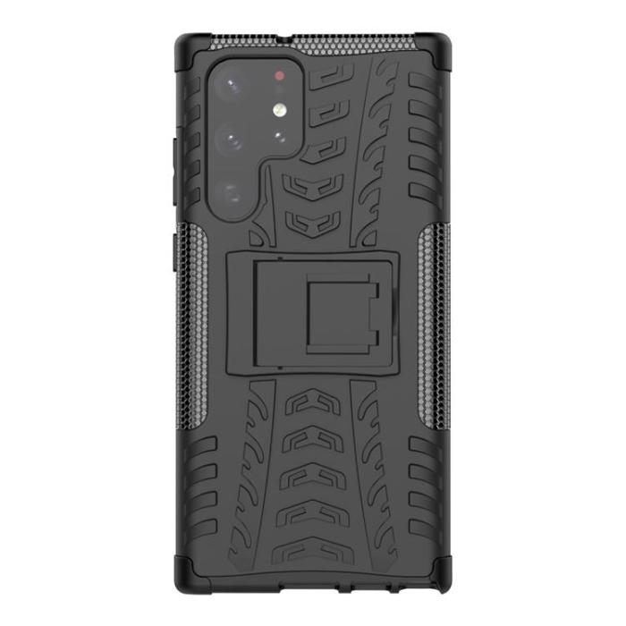 OEM - Tire Texture Kickstand Skal Galaxy S22 Ultra 5G - Svart