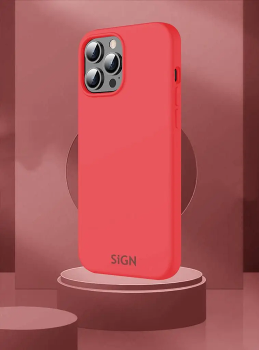 SiGN - SiGN iPhone 14 Pro Skal Liquid Silicone - Vattenmelonsröd