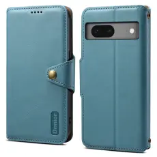 DENIOR - DENIOR Google Pixel 7 5G Pl&aring;nboksfodral Konstl&auml;der St&ouml;tabsorberande Bl&aring;