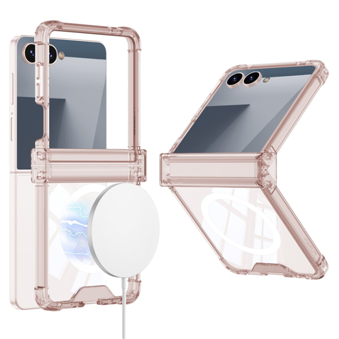 GKK - GKK Galaxy Z Flip 7 Mobilskal MagSafe Airbag Hinge Shockproof - Rosa